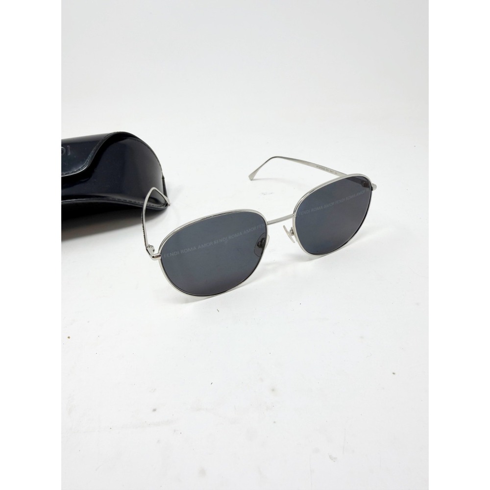 Fendi Roma Amor Sunglasses FF 0379/G/S 0IH7Y Palladium Silver Aviator 60mm Case